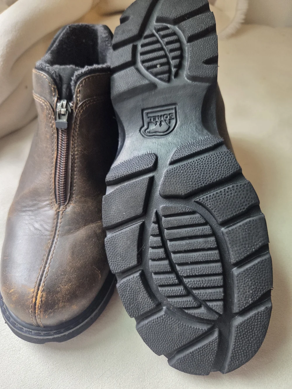 Sorel Nipisi Laurentian Brown Leather Front Zip Boots Size 8.5